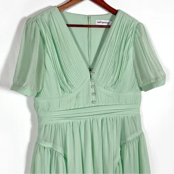 self portrait spearmint chiffon midi dress Self-Portrait - Green chiffon midi dress